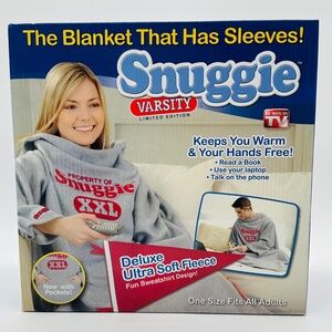 SNUGGIE VARSITY Gray Ultra Soft Fleece With Pockets Fits Adult Size
